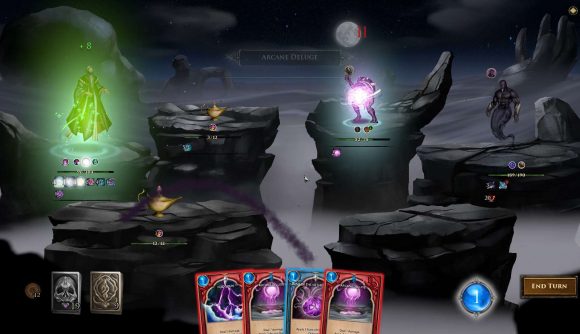 A player battles in a darkened sandy arena in Desert Revanant