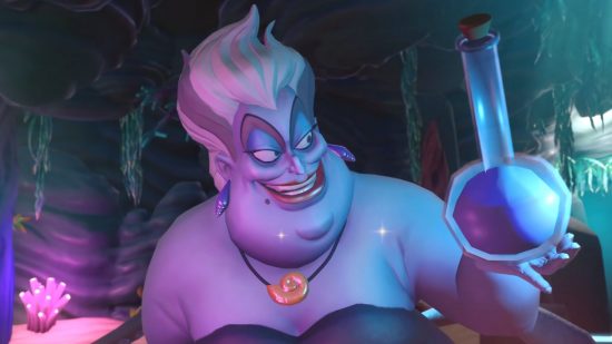 Dreamlight Valley and Metal Hellsinger on Xbox Game Pass: Ursula from the Little Mermaid holds a bottle in her left hand