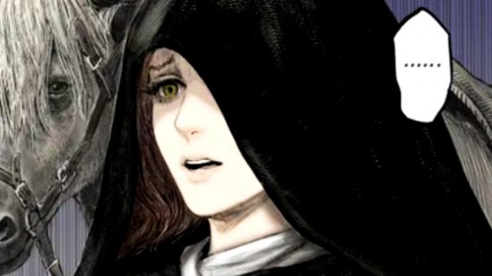 Elden Ring Comedy Manga 'The Road to the Erdtree' - Melina looks perplexed from under her hood