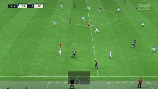 FIFA 23 review: Gameplay of Brighton vs Juventus, with McKennie on the ball on the left-hand side of the pitch