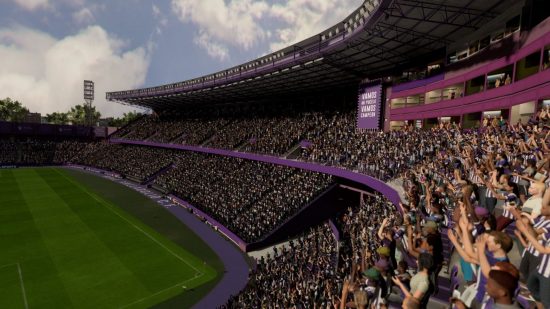 FIFA 23スタジアム：ピッチの一端にある群衆の景色