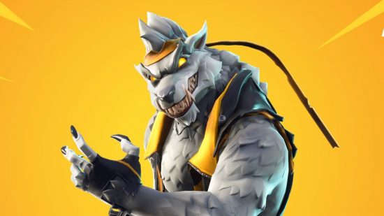 Fortnite Fortnitemares is here in save the world: This image shows a werewolf on a yellow background.