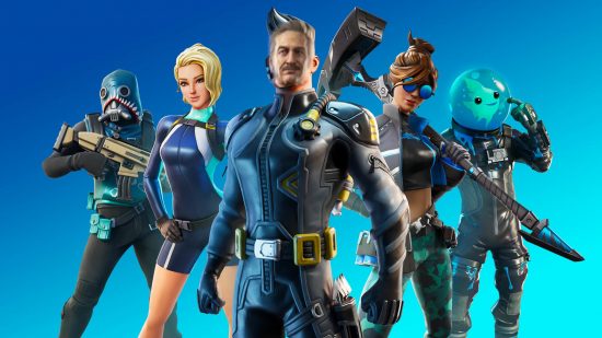 Fortnite Uncharted Glider is coming. This image shows fortnite characters but one has Sully's face.