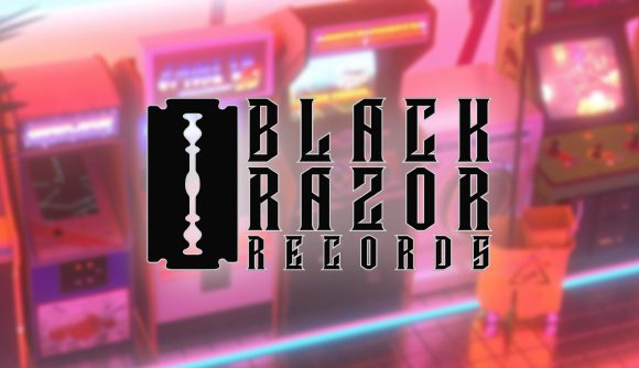 Arcade Paradise devs Wired Productions just launched a record label: Black Razor Records logo on a colourful background of arcade machines
