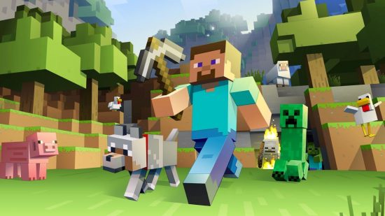 Minecraft mod pets. This image shows Steve and some pets.