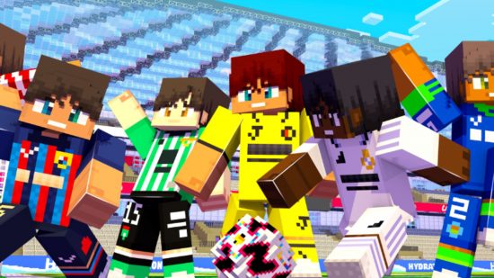 Minecraft skin la liga pack is coming. This image shows Minecraft characters in La Liga skins.