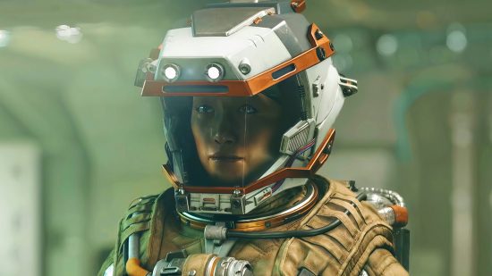 Starfield Venus will be hard to survive in Bethesda RPG: A Starfield astronaut in a full spacesuit in the character customisation screen