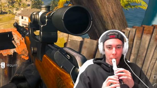 Twitch streamer Deano playing Warzone with a recorder flute