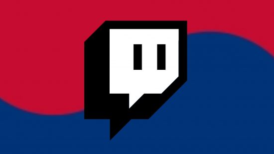 Twitch video resolution cap - the Twitch logo in black in front of the red and blue colours of the South Korean flag