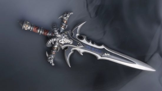 WoW Wrath of the Lich King Classic Frostmourne sword forged IRL: A jeweler's incredibly detailed scale replica of Frostmourne, the skull-emblazoned sword of the Lich King