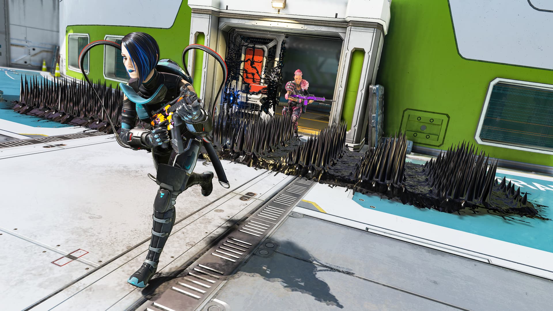 Apex Legends Catalyst preview – Lunar Techno Witch: woman running with a gun in her hands