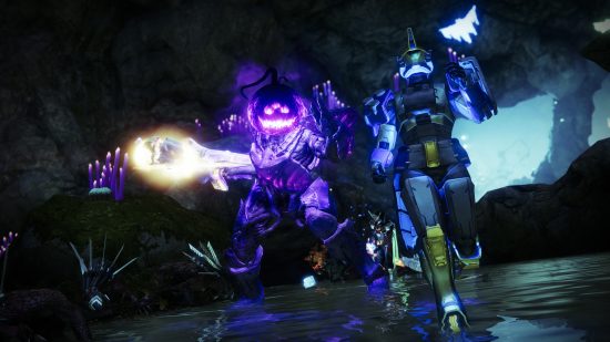 How to get Destiny 2 Spectral Pages and Manifested Pages: A Headless One being with a jack-o-lantern head chases a Guardian in a Haunted Lost Sector.
