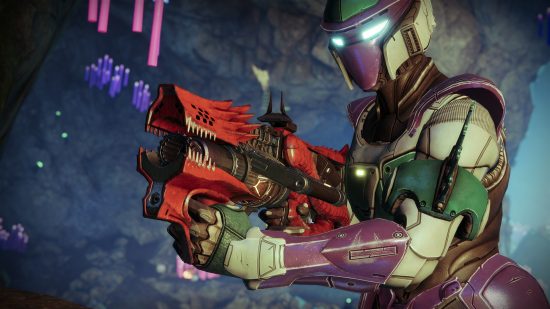 How to get Destiny 2 Spectral Pages and Manifested Pages: A Guardian holds a Festival of the Lost weapon and readies for combat.