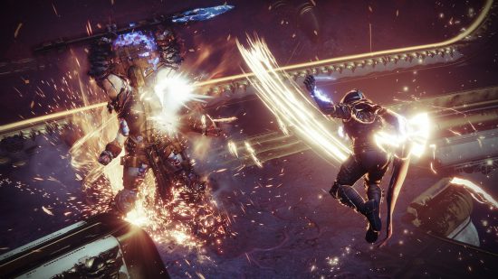 Destiny 2 UI feature needs a major update, players say: A Guardian wielding Solar energy attacks a foe.