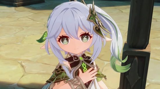 Genshin Impact 3.2 leak takes us inside new temporary Domain: anime girl with white hair and green eyes