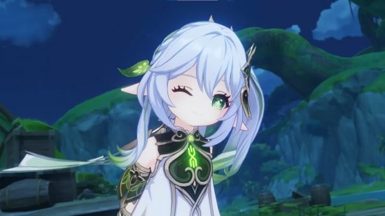 Here's how many Primogems you can earn in Genshin Impact version 3.2: anime girl with white hair and green eyes