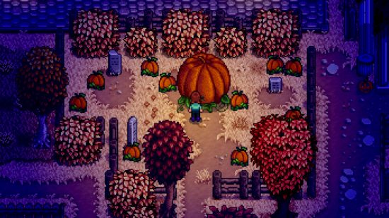 New Stardew Valley mod brings witchy scarecrows in time for Halloween: A spooky Halloween scene from Stardew Valley.