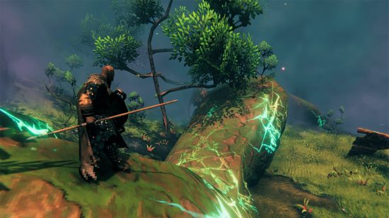 Valheim Mistlands teaser shows the game is branching in new directions: A character in Valheim walks on a branch of Yggdrasil.