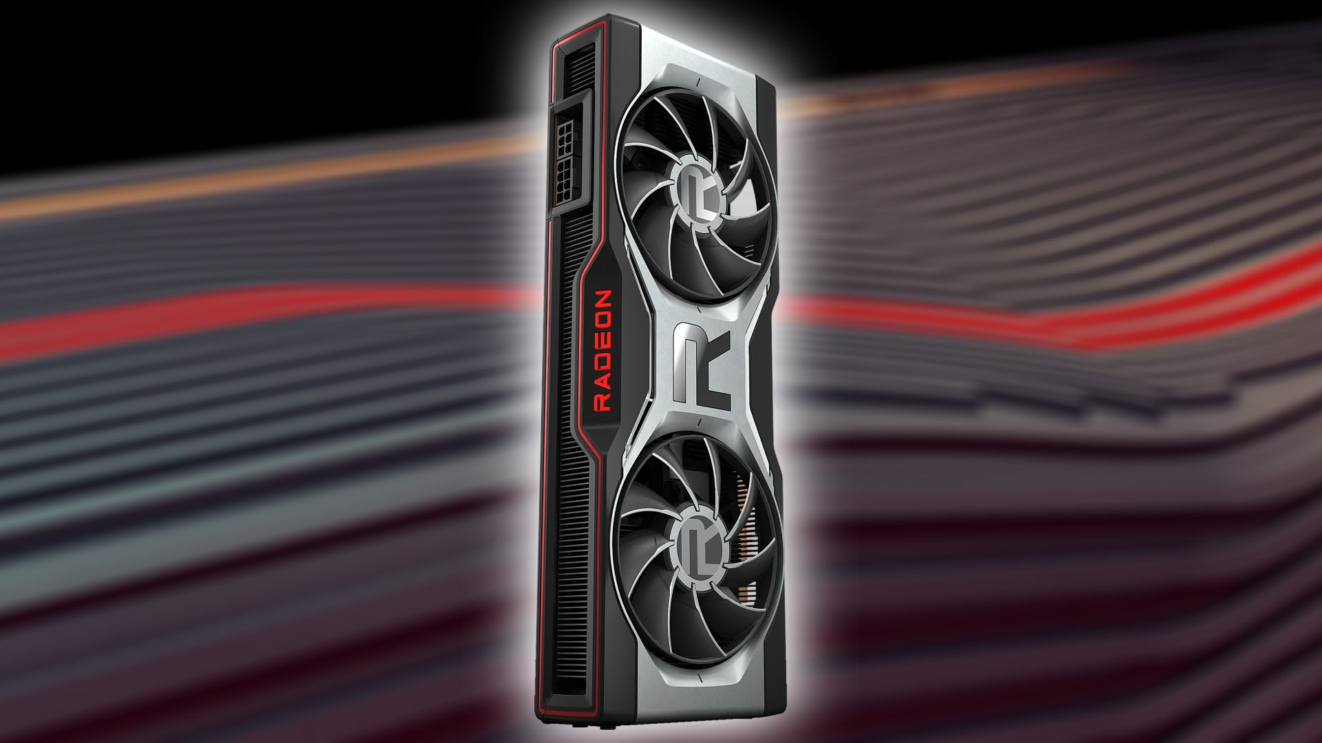 AMD Radeon RX 7900: A Radeon graphics card with blurred AMD backdrop