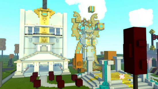 Architechtural marvels made with blocks in one of the best building games, Trove