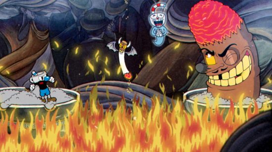 Best Disney games Cuphead: Cuphead and Mugman face a terrifying boss