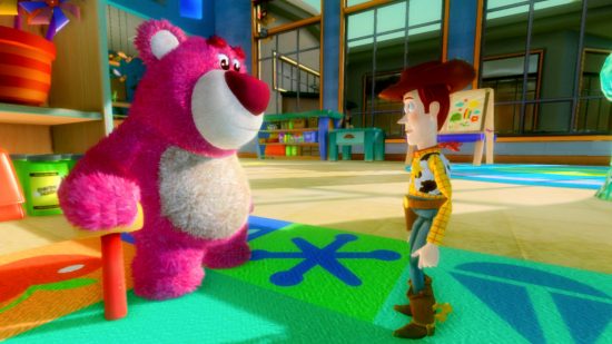 Best Disney games Toy Story 3: Woody talk to Lotso, the big pink bear