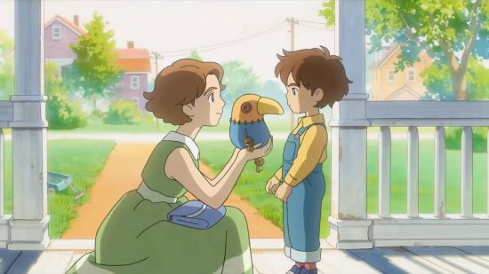 Best JRPGs on PC: Oliver from Ni No Kuni is being given a stuffed doll by his mother.