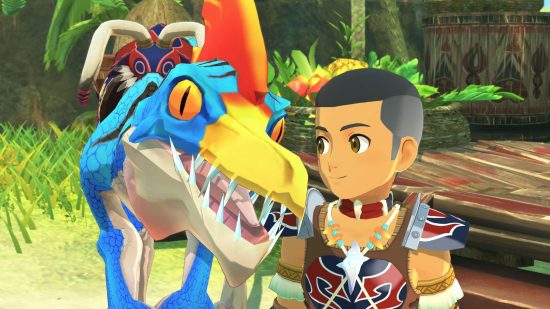 Best JRPGs on PC: A young child bonding with a monster in Monster Hunter Stories 2.