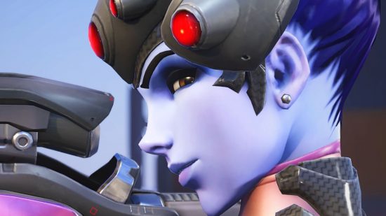 Best Overwatch 2 DPS heroes: side-on view of Widowmaker as she takes aim with a sniper rifle