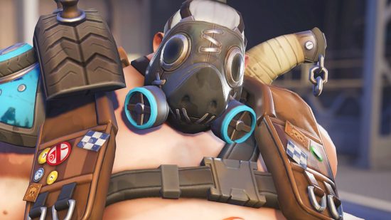 Best Overwatch 2 tank heroes: a masked Roadhog wearing a leather harness