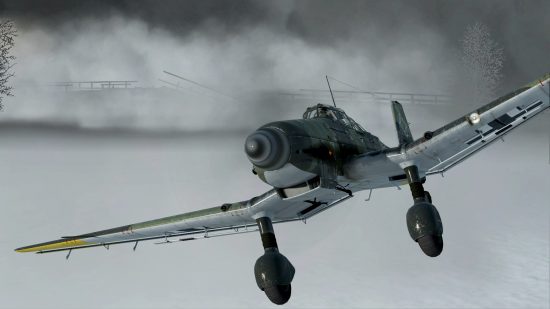 第二次世界大戦の戦闘機は霧を横断します