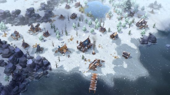 Best RTTS games - a base in the middle of the arctic circle in Northgard.