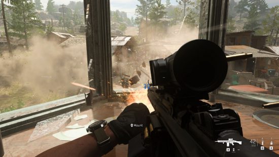 Modern Warfare 2 review: firing an LMG out of a window in Mexico