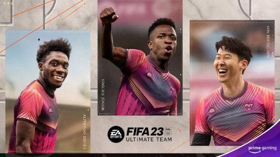 FIFA 23 Prime Gaming Rewards: three footballers pose for promotional shots for gaming rewards