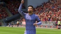 FIFA 23 The Final Four SBC solution: Godfrey celebrates after a teammate scored a goal