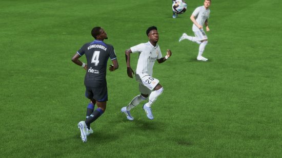 FIFA 23 Wingers Best: Vinicious Jr about to receive the ball in midair