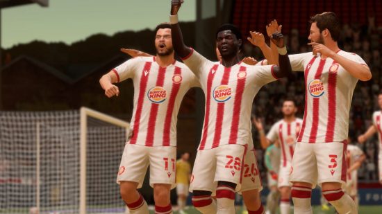 FIFA 23 wonderkids: Stevenage celebrating a goal