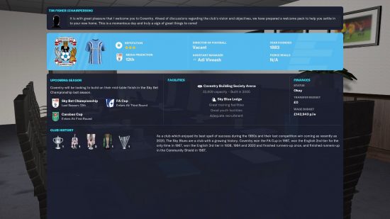 Best teams to manage in Football Manager 2023: Coventry City