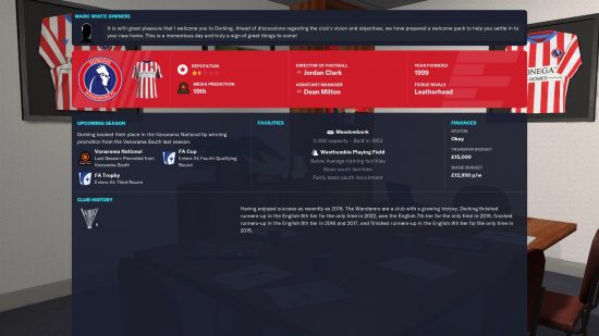 Best teams to manage in Football Manager 2023: Dorking Wanderers