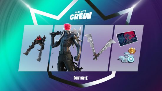 This image shows the Fortnite Crew November Inkuisitor bundle items. 