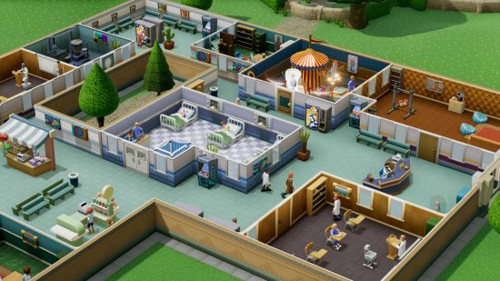 Игри като Sims: Преглед на болница в болница с две точки, показващ личен лекар