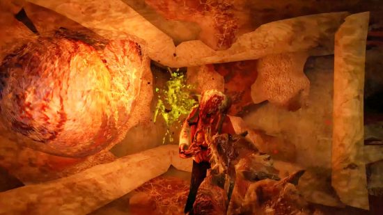 Half-Life 2 mod turns Valve FPS into disgusting Scorn like horror game. A zombie is shot with a flesh gun in a horrifying Half-Life 2 mod