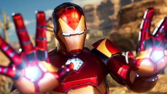 Marvel's Midnight Suns system requirements: Iron Man readies their blasters against a potential foe
