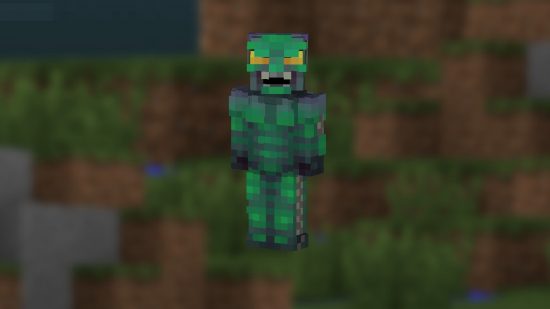 Minecraft Spider-Man - de groene kobold met een eng lachend gezicht.