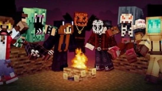 Minecraft maps and skins for halloween. This image shows some classic monsters in Minecraft's style.