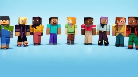 Tento obrázok zobrazuje nové predvolené kože Minecraft