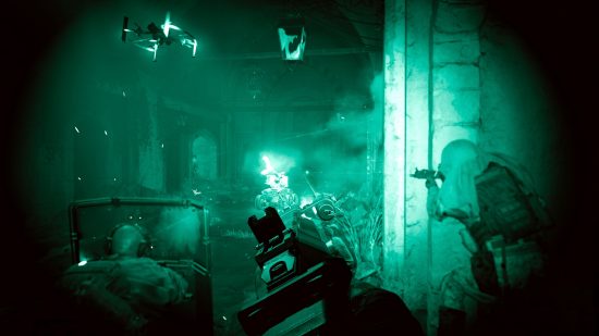 Modern Warfare 2 SPEC OPS協同組合モードの詳細：暗視ゴーグルを通して見られる銃撃戦