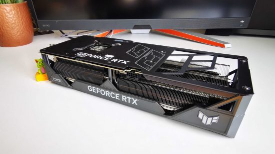 Nvidia RTX 4090 Asus TUF gaming graphics card sitting on desk