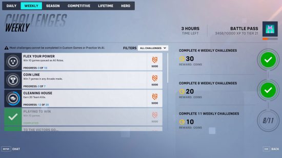 Overwatch 2 battle pass: the weekly challenges page to complete the season one battle pass