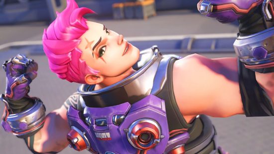 Overwatch 2 battle pass guide: Zarya flexing her shoulders and biceps